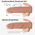 Capa Peniana Com Vibro Extensor e Anel Escrotal 14cm VP (CA040) - Bege
