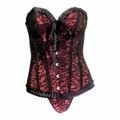 *Corselet Tomara Que Caia Com Barbatana e Fita Em Cetim VP (CS016) - Vermelho C/ Preto