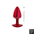 Plug de Metal Com Pedra de Coração Cravejada (HA136) - Vermelho