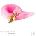 Plug de Plástico P Less Dourado Com Cauda (HA168D) - Rosa