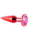 Plug de Metal Slim Com Pedras Variadas (HA172) - Vermelho