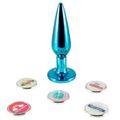Plug Metálico Slim Personalitté Com Duas Pedras (HA188) - Azul