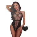 Body Com Detalhes em Arrastão Liang Nvren (L-2284) - Preto