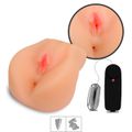 *Masturbador Vagina e Ânus Com Vibro Passionate SI (1461-MA041) - Bege