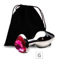 Plug de Metal G Com Pedra Formato de Coração VP (PL009G) - Pedra Pink