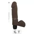 Prótese 15x13cm Com Vibro e Escroto John Upper (UP250-UP88-ST786) - Marrom