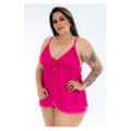 *Camisola Dantele Aberta Plus Size (PS2058) - Rosa