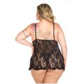 *Camisola Renda Aberta Plus Size (PS2062) - Preto