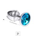 Plug de Metal P Cromado Com Strass 6cm SI (5845) - Pedra Azul Céu