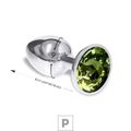Plug de Metal P Cromado Com Strass 6cm SI (5845) - Pedra Verde