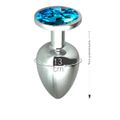 Plug de Metal G Cromado Com Strass 8cm SI (5847) - Pedra Azul Céu