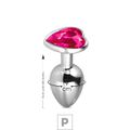 Plug de Metal P Com Pedra Formato de Coração 6cm SI (5848) - Pedra Pink
