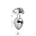 Plug de Metal P Com Pedra Formato de Coração 6cm SI (5848) - Pedra Transparente