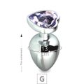 Plug de Metal G Com Pedra Formato de Coração 8cm SI (5850) - Pedra Lilás