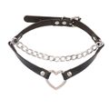 Coleira Choker Com Coração e Corrente SI (9673) - Preta