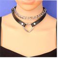 Coleira Choker Com Coração e Corrente SI (9673) - Preta