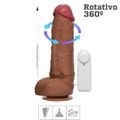 Prótese 16x16cm Rotativa Com Vibro Ventosa e Escroto (ADAO39MR) - Marrom