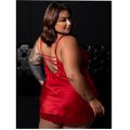 Camisola em Cetim e Renda Plus Size (GV681) - Vermelho