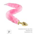 *Plug de Metal Dourado Com Cauda Hard (HA116D) - Rosa