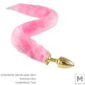 *Plug de Plástico M Less Dourado Com Cauda (HA169D) - Rosa