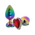 *Plug de Aço G Com Pedra Formato de Coração VP (PL091G) - Furta-Cor