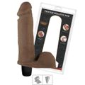 Prótese 18x15cm Com Vibro e Escroto Thor Upper (UP97-ST789). - Marrom