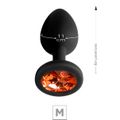 *Plug De Silicone M Preto (SX274) - Pedra Laranja 