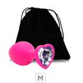 *Plug De Silicone M Rosa Pedra Formato de Coração (SX294) - Pedra Lilás