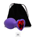 Plug De Silicone M Roxo Pedra Formato de Coração (SX294) - Pedra Vermelha