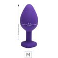 Plug De Silicone M Roxo Pedra Formato de Coração (SX294) - Pedra Vermelha
