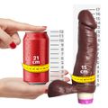 *Prótese 17x15cm Com Escroto e Vibro (VB02602) - Marrom