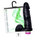*Prótese 18x15cm Com Escroto e Vibro (VB02603) - Preta