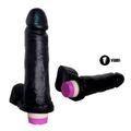 *Prótese 18x15cm Com Escroto e Vibro (VB02603) - Preta