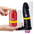 *Prótese 18x15cm Com Escroto e Vibro (VB02603) - Preta