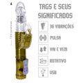 Vibrador Rotativo Sobe Desce Recarregável SI (5279-ST385) - Dourado