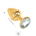 Plug de Metal G Dourado Com Strass SI (7054) - Pedra Transparente