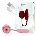 Vibrador Com Estimulador Formato Rosa Sophie SI (7633) - Rosa