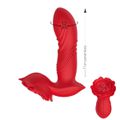 Vibrador Recarregável Formato de Rosa Man Ting Hua Aurora SI (7863) - Vermelho