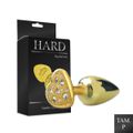 Plug de Metal Com Pedra de Coração Cravejada (HA136) - Dourado