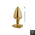 Plug de Metal Com Pedra de Coração Cravejada (HA136) - Dourado