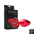 Plug de Metal Com Pedra de Coração Cravejada (HA136) - Vermelho