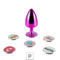 Plug de Metal P Personalittè Com Duas Pedras (HA185) - Rosa