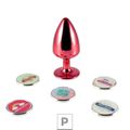 Plug de Metal P Personalittè Com Duas Pedras (HA185) - Vermelho