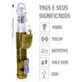 Vibrador Rotativo Sobe Desce Recarregável VP (RT020-ST385) - Dourado