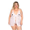 *Camisola Renda Curta Plus Size - (PS2063) - Branco