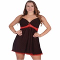 Camisola Britney Plus Size (LK99950-LK9950) - Preto C/ Vermelho