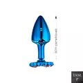 Plug de Metal P Com Pedra Variadas Trevo (HA137) - Azul