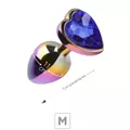 Plug de Metal M Com Pedra Formato de Coração (SX341) - Pedra Azul
