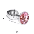 Plug de Metal P Cromado Com Strass 6cm SI (5845) - Pedra Rosa
