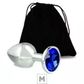 Plug de Metal M Cromado (SX021) - Pedra Azul